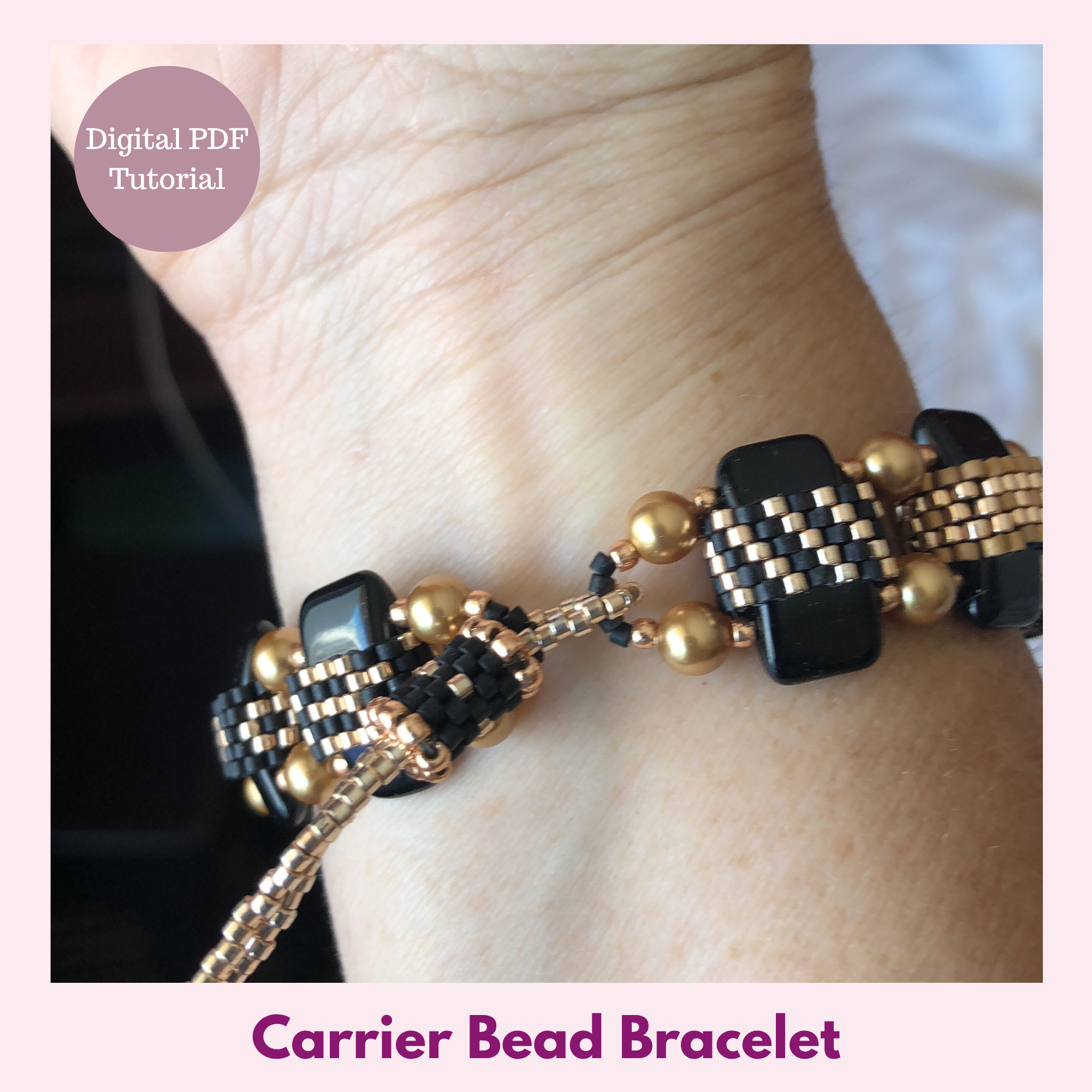 Carrier Bead Bracelet — Beading PDF Tutorial | Odd Count Peyote & Carrier Beads