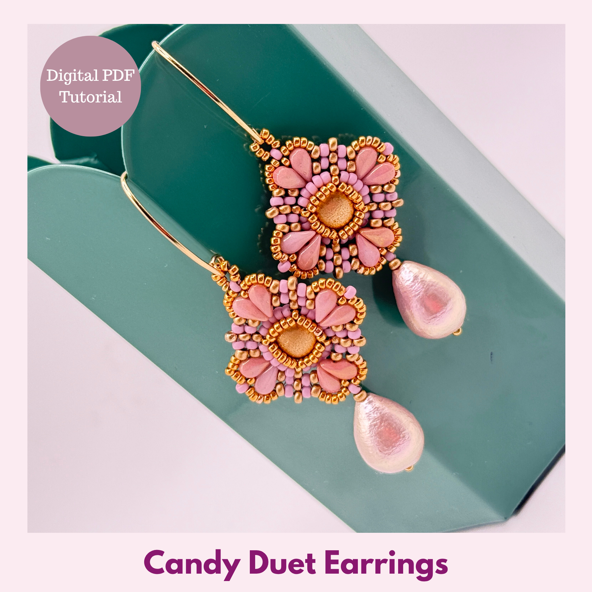 Candy Duet Earrings — Beaded Earring PDF Tutorial | Candy & DropDuo Beads