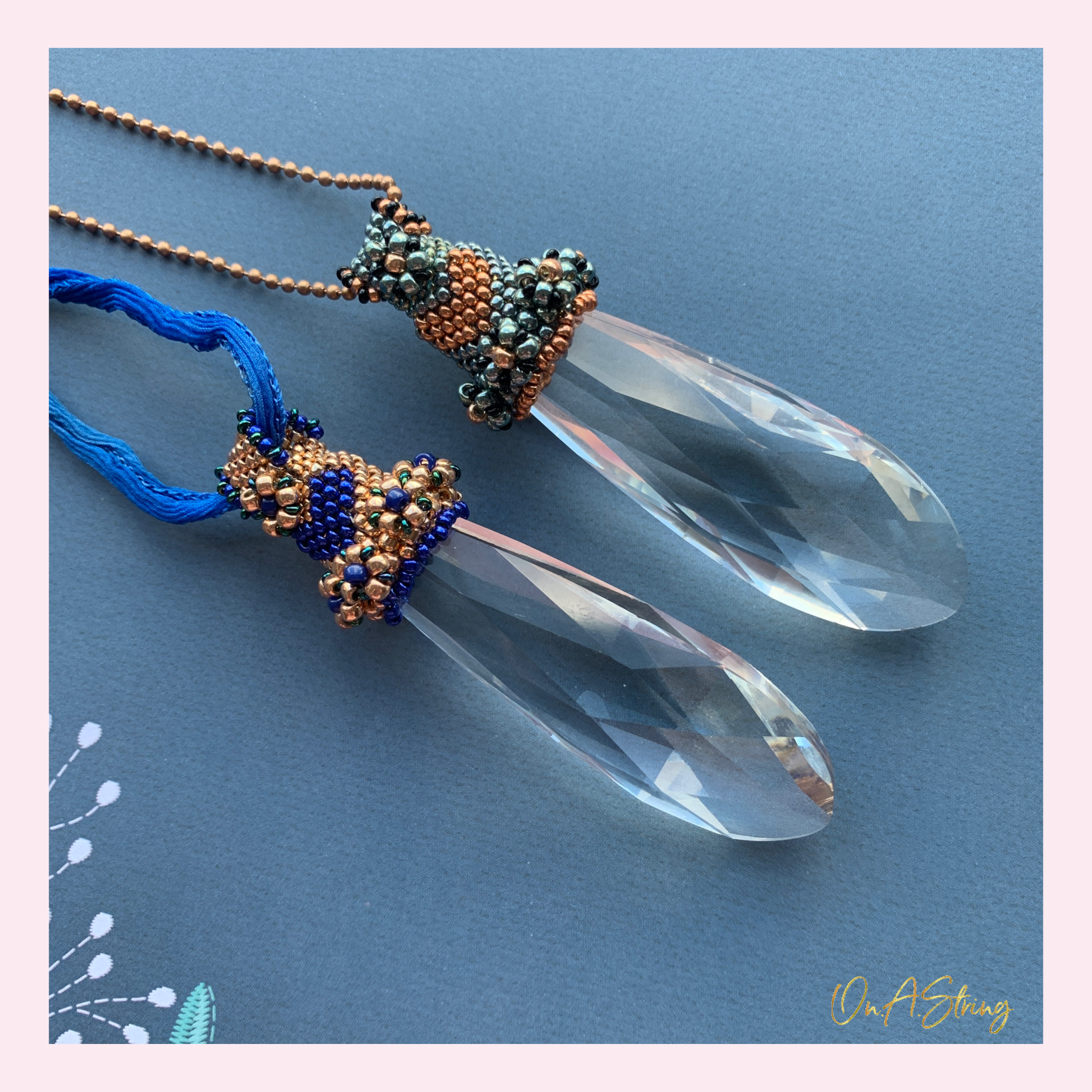 Crystal Flora Pendant — Beading PDF Tutorial | Peyote Bezel & Floral Embellishment