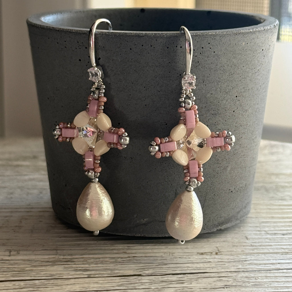 Pinch Windows Earrings - Beading PDF Tutorial | Rivoli Setting and Drop