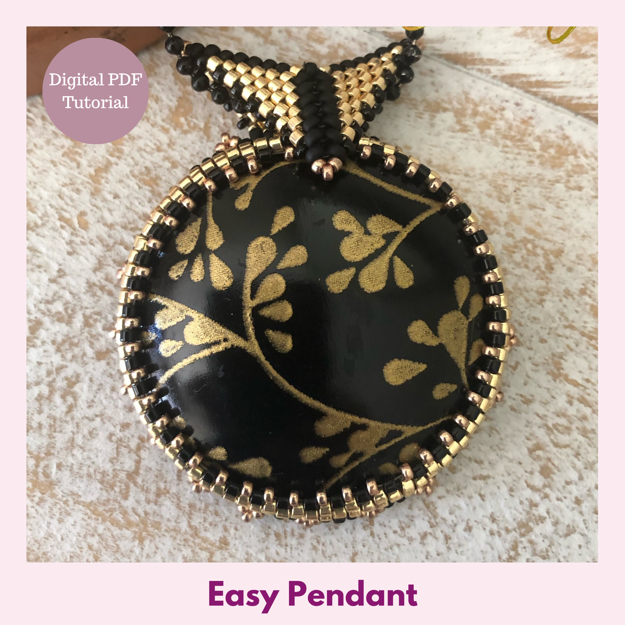 Easy Pendant — Peyote Bezel PDF Tutorial | Cabochon Pendant