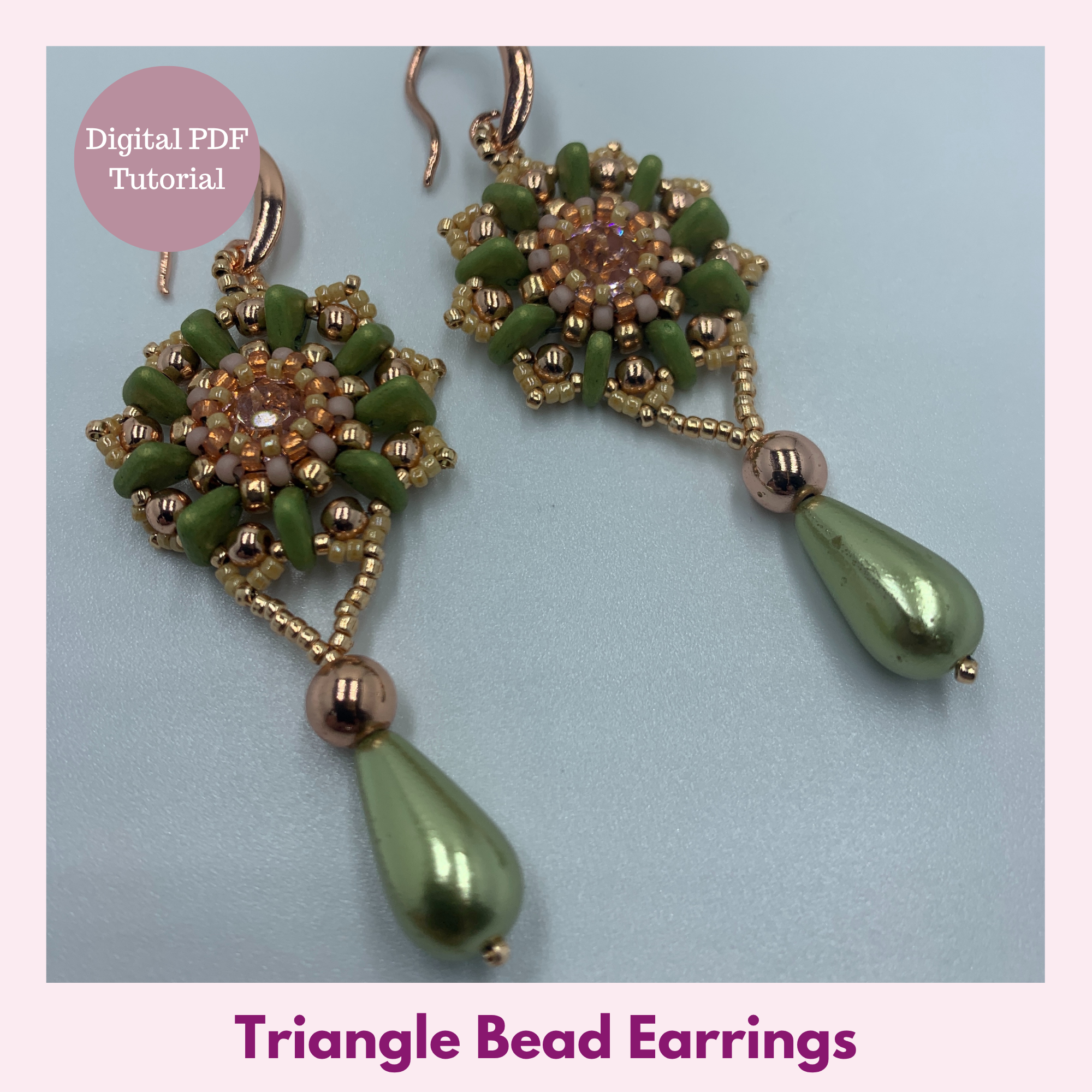 Triangle Bead Earrings — Beading PDF Tutorial | Two-Hole Triangle Beads