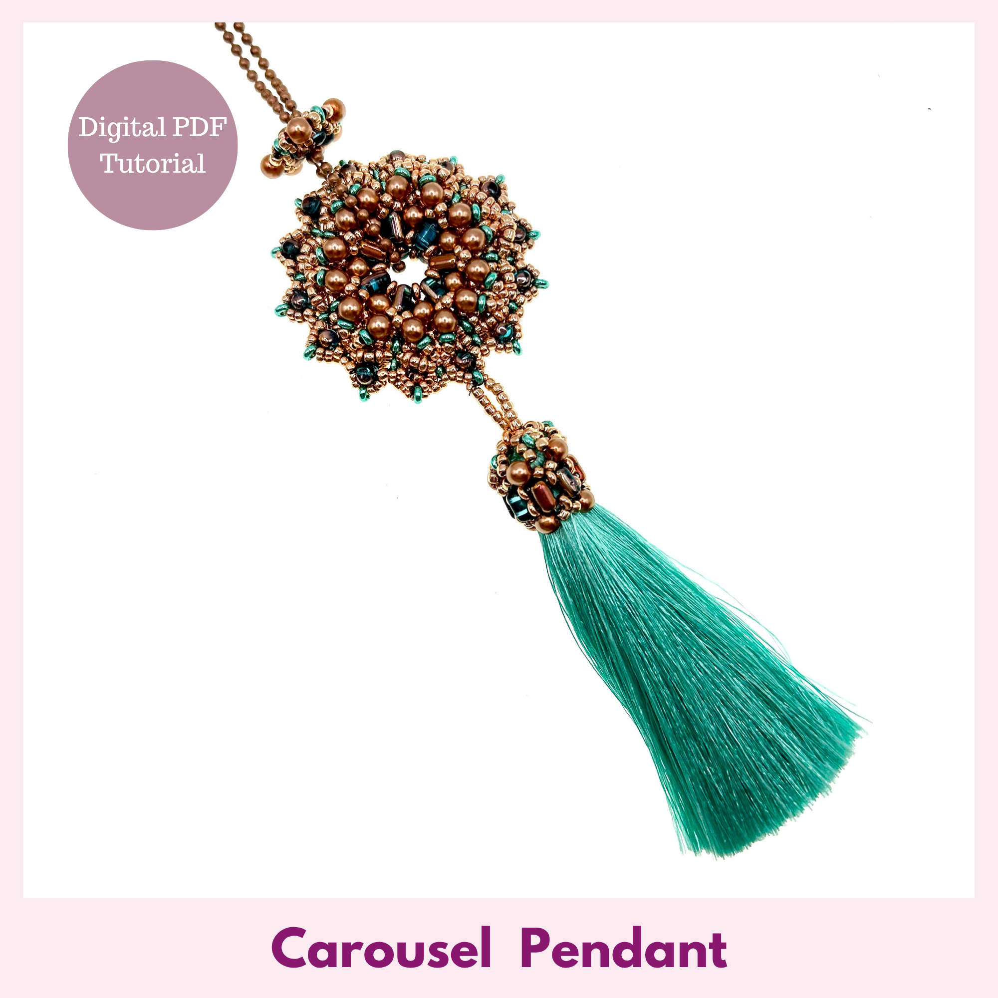 Carousel Pendant — Beading PDF Tutorial | Rulla Beads & Silk Ribbon
