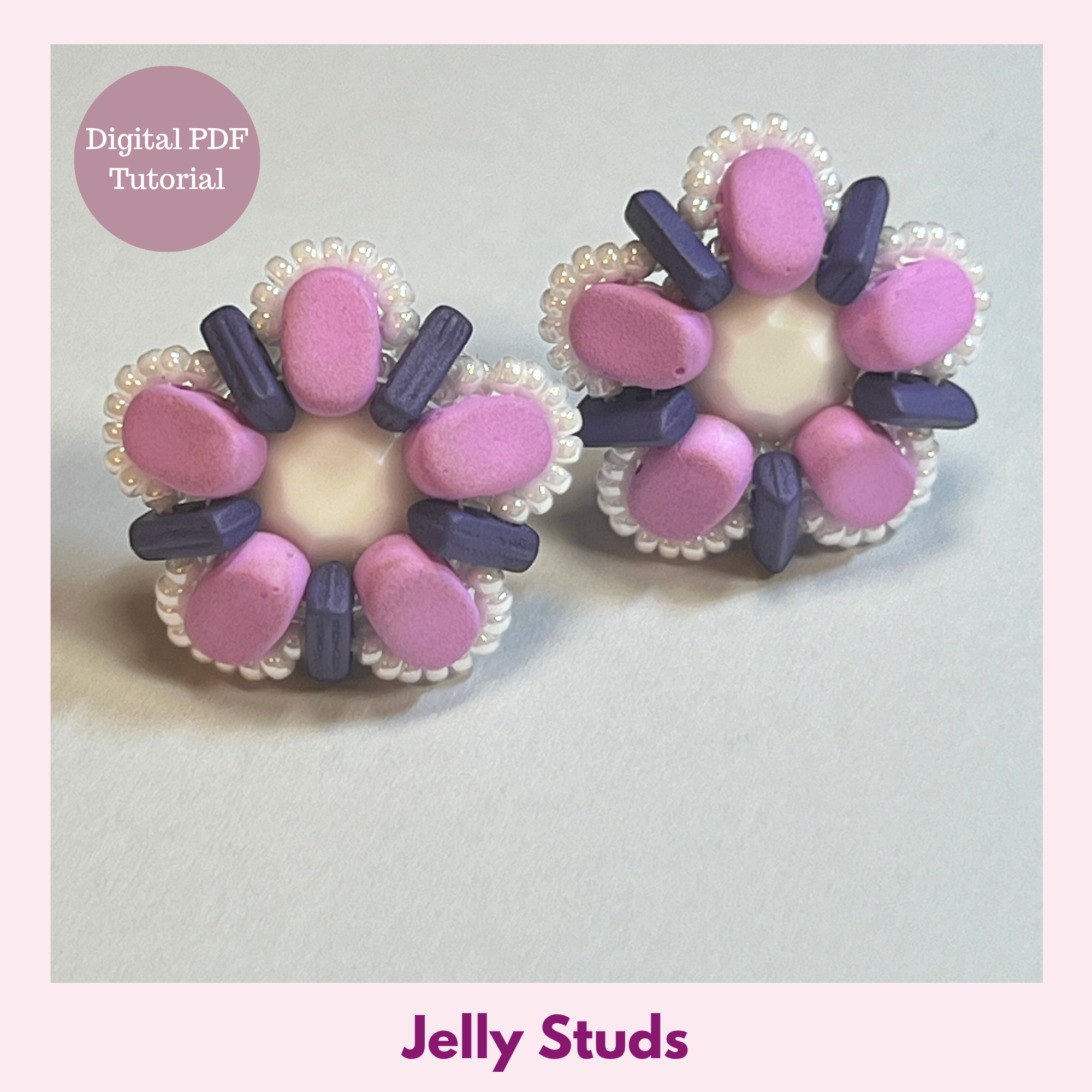 Jelly Studs — Beaded Stud Earring PDF Tutorial | Lipsi & Piros Beads