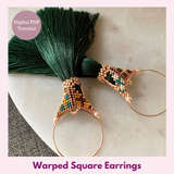Warped Square Earrings — Statement Beading PDF Tutorial | Delica & Tassel