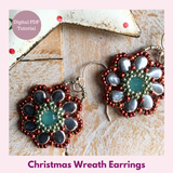Christmas Wreath Earrings — Festive Beading PDF Tutorial | Paisley Duo Beads