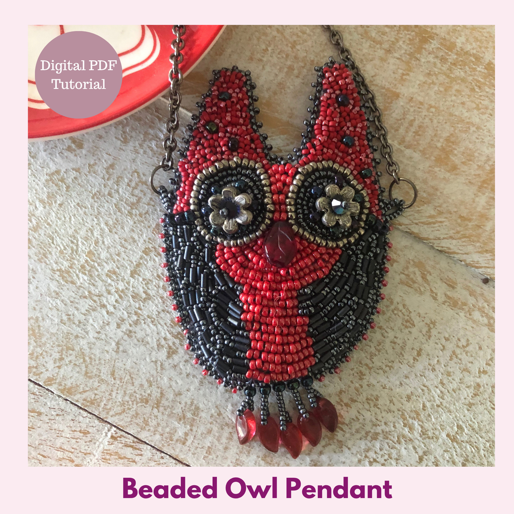 Beaded Owl Brooch or Pendant