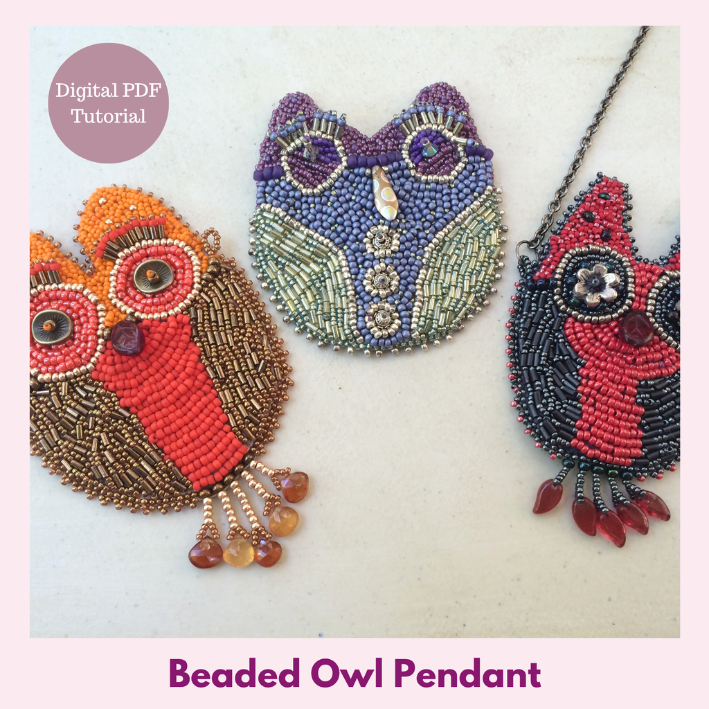 Beaded Owl Brooch or Pendant