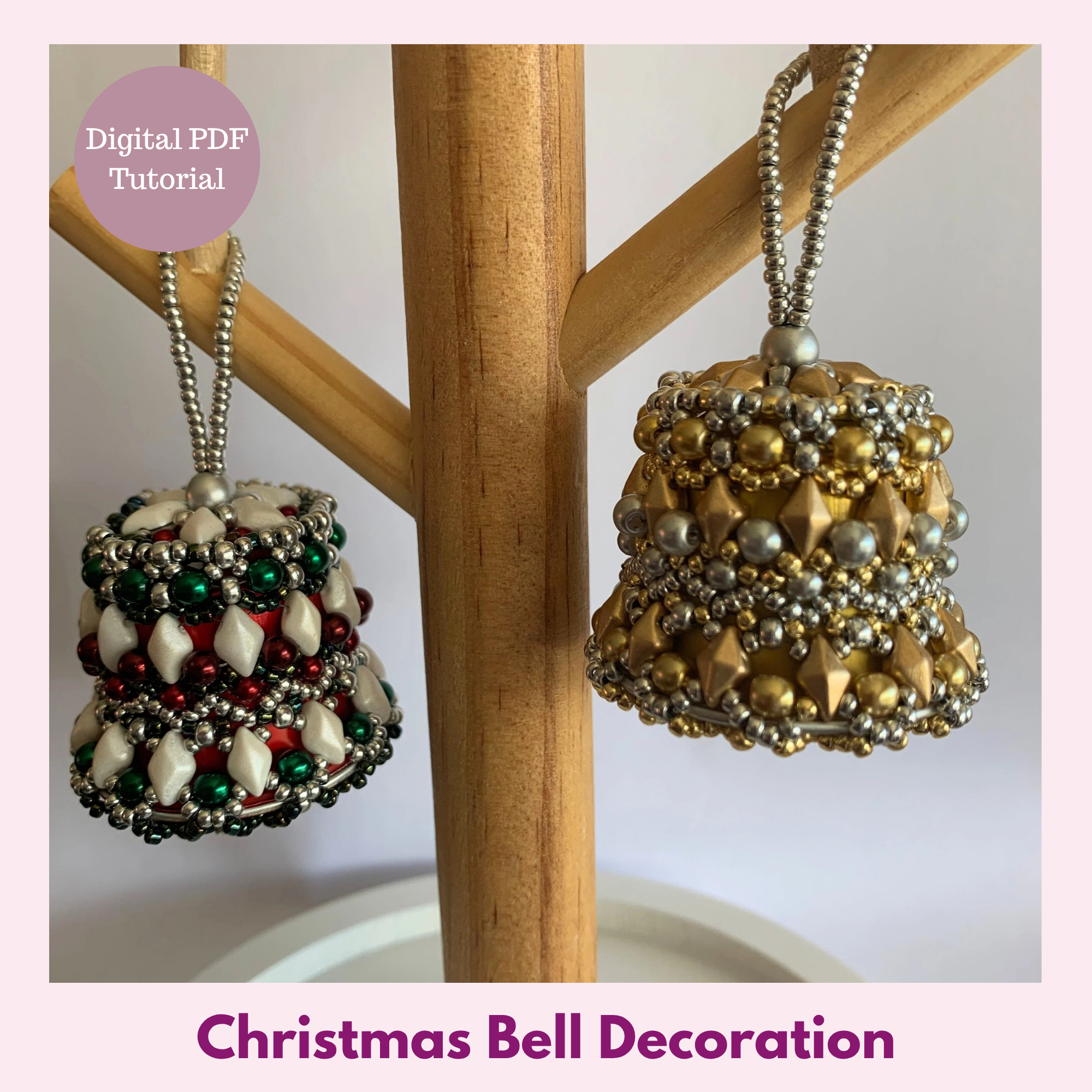 Beaded Christmas Bell — PDF Tutorial | Recycled Coffee Pod Decoration